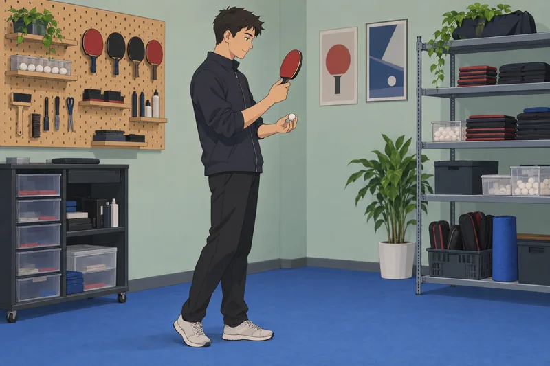 El cuestionario de tenis revisa una paleta.