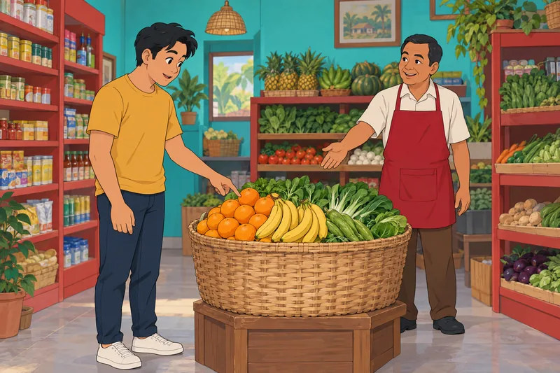 Tagalog Quiz appears in a neighborhood shop.