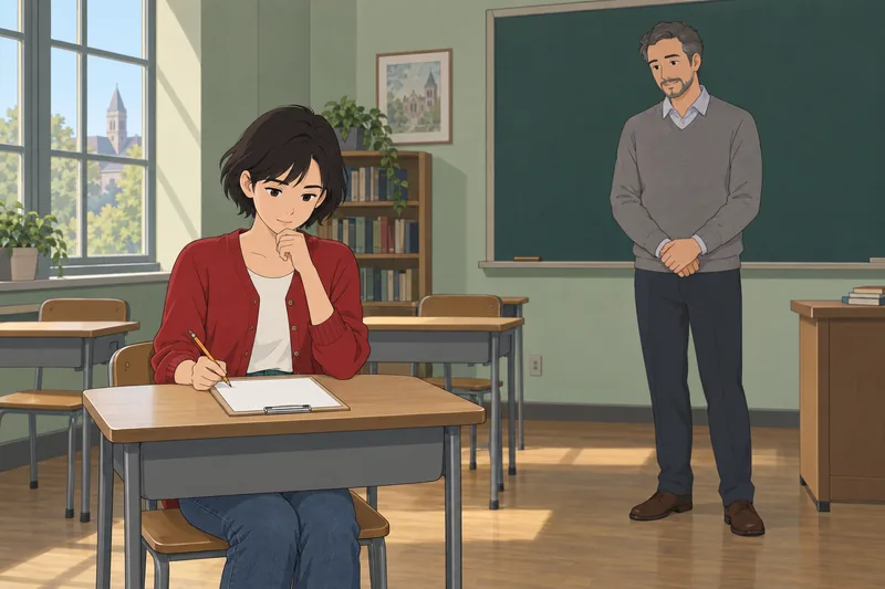 Teacher-Student Questionnaire Test in a classroom.