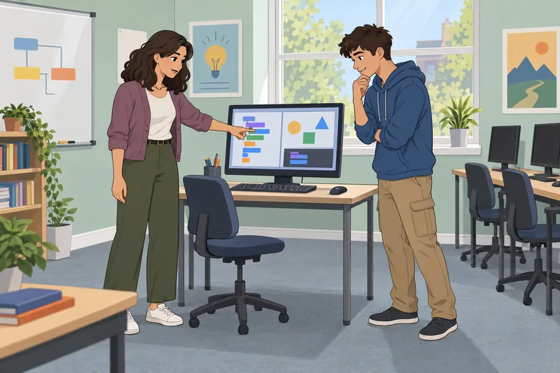 Tech Career Quiz shows an adult coding lesson.