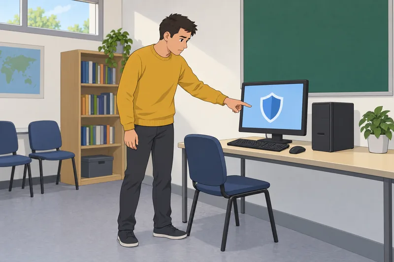 Technology Quiz shows a learner checking a computer.