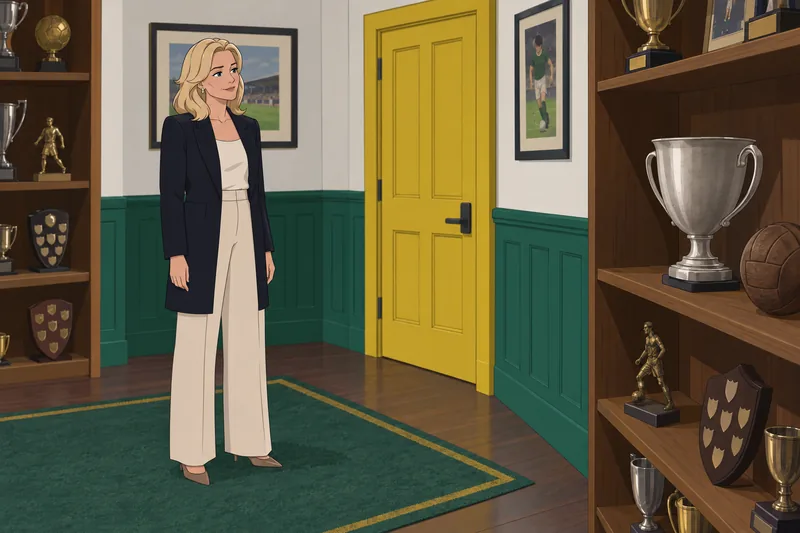 Quiz de Ted: Rebecca observa una copa plateada.