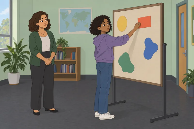 Teen Quiz: a student chooses a color card.