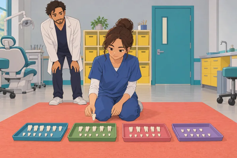 Teeth Numbering Quiz presents tooth models in class.