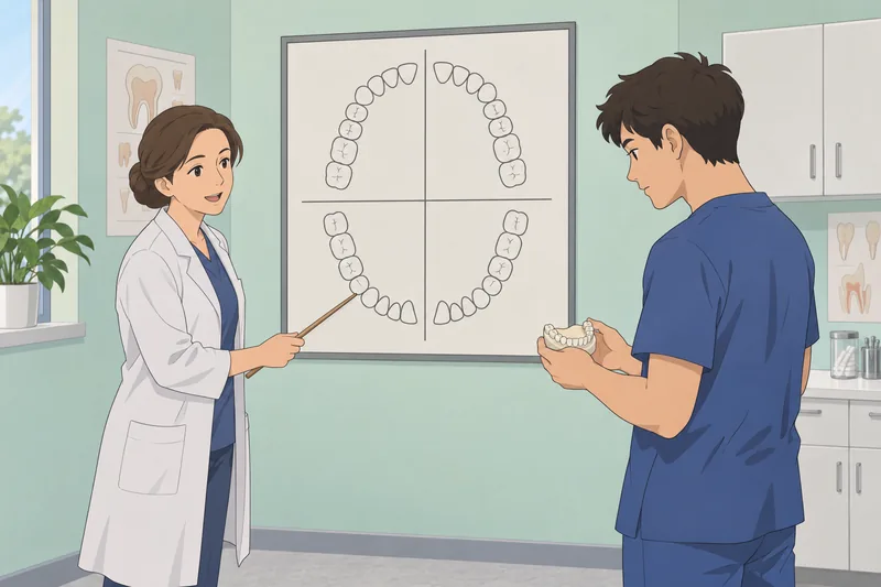 El cuestionario sobre numeración muestra una lección dental.