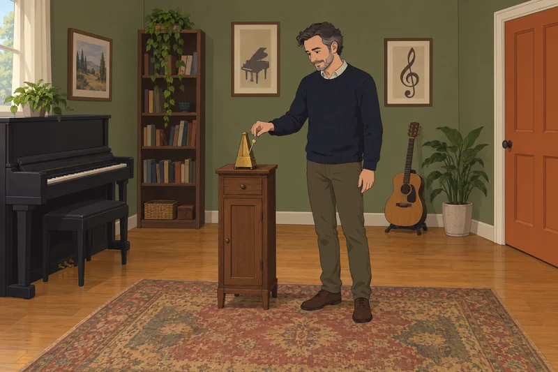 Temperament Test shows a man adjusting a metronome.