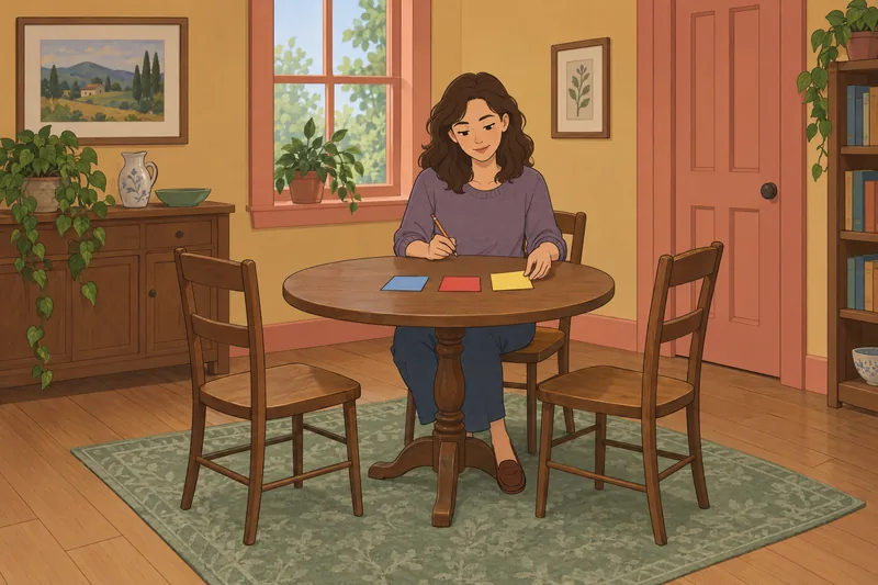Temperament Test shows a woman sorting blank cards.