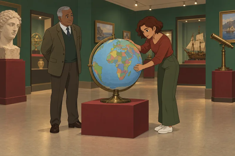 Territories Quiz: visitor turns a globe.