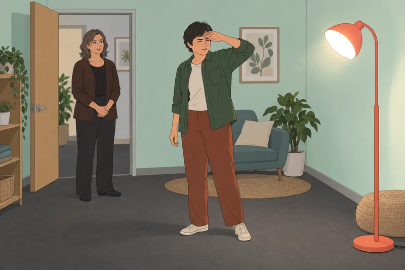 Hypersensitivity Test shows a client shielding eyes.