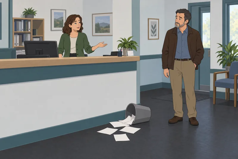 Change Blindness Test shows a receptionist missing papers.