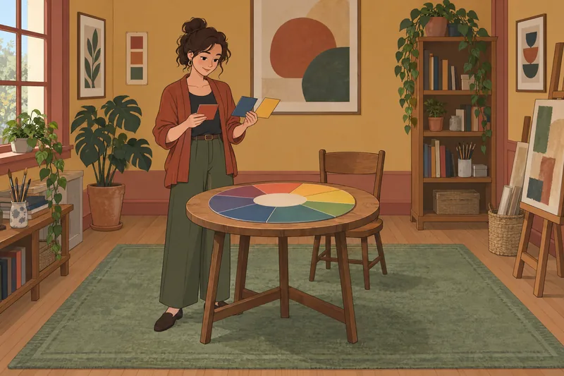 Escena de inclinación hacia con tarjetas de color.