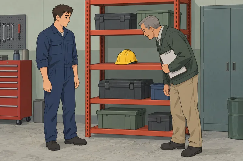 Escena de conciencia jurídica durante una revisión laboral.