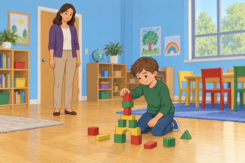 Developmental Trauma Assessment depicts calm block-building.