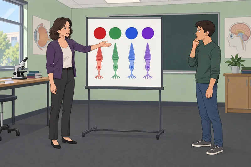 Tetrachromacy Quiz shows a cone-biology lesson.