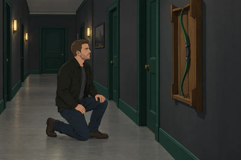 Arrow Quiz fan studies a green bow.