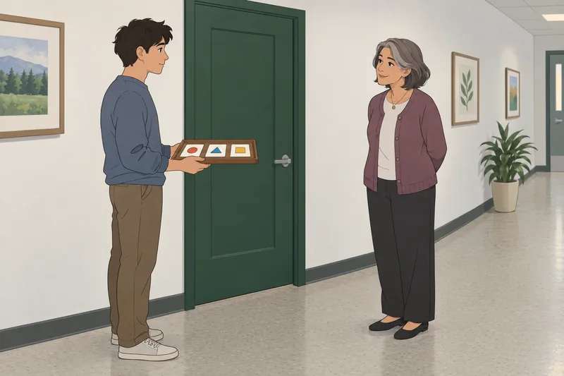 Theoretical Orientation Quiz: visitor considers response cards.