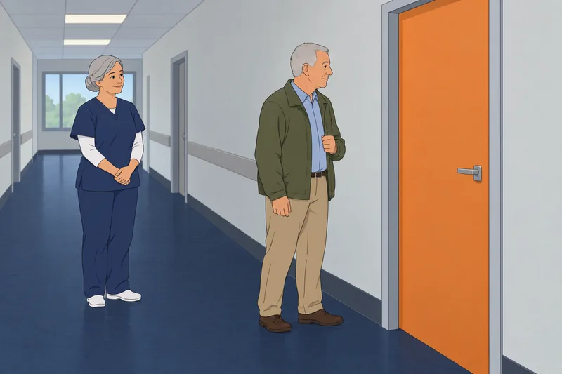 cuestionario de enfermería muestra privacidad ante puerta.