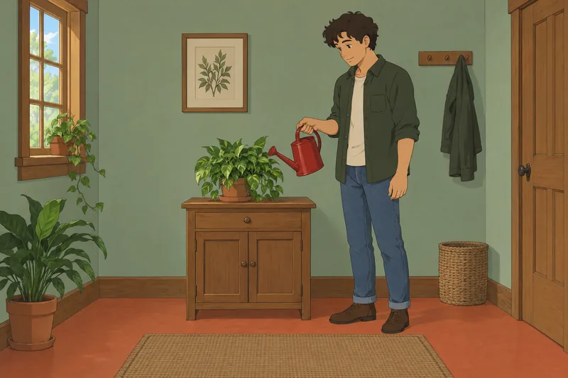 El cuestionario de control muestra cuidar una planta.