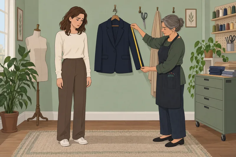 Three-Factor Physical Perfectionism appears during a blazer fitting.