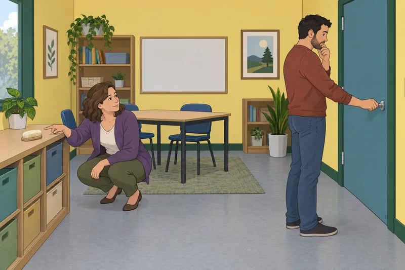 Tickle Quiz: educator pauses beside a soft brush.