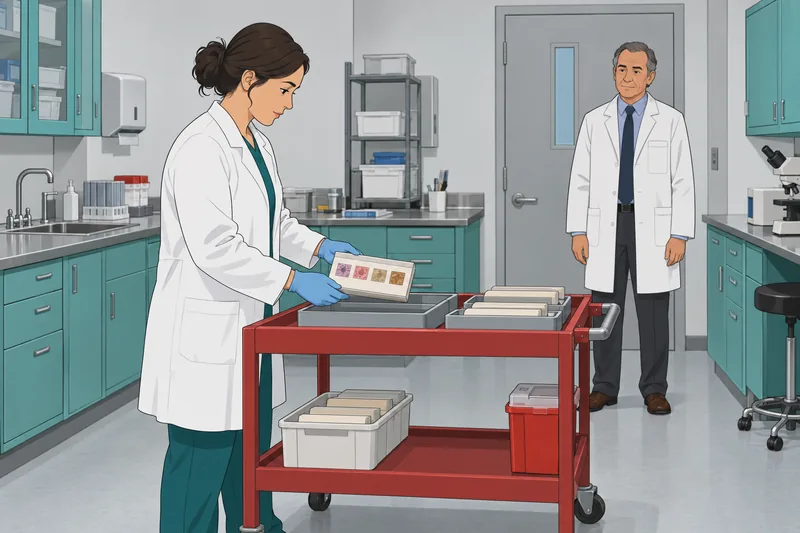 Tissue Quiz with specimen sorting happens in clinic.