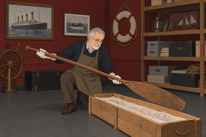 An archivist examines evidence for the Titanic Quiz.