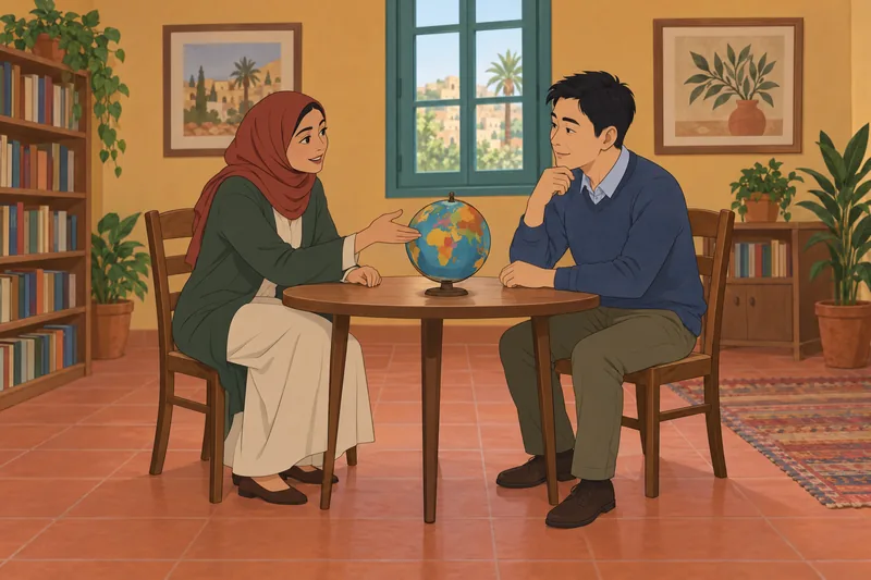 Tolerance Index Test: two adults compare a globe.