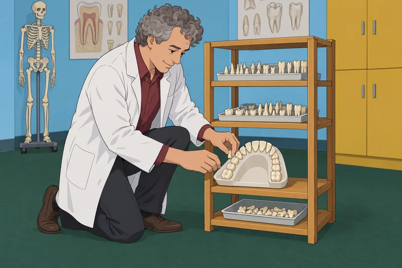 Tooth Identification Quiz: instructor sorts an arch.