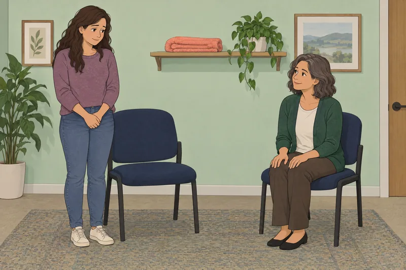 Test de falta de: adulta contempla una manta.