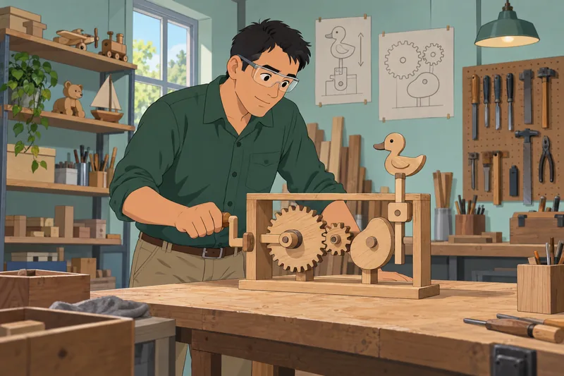 Toy Quiz shows a maker testing gears.
