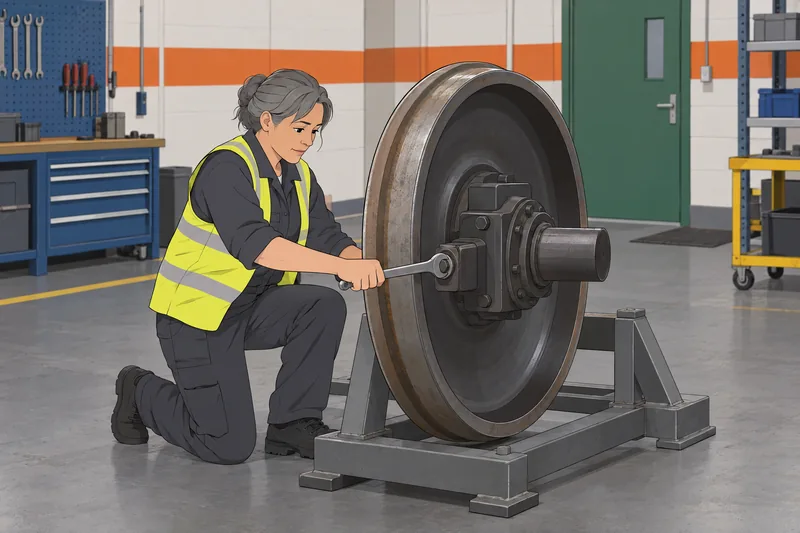 Train Quiz shows a mechanic inspecting rail hardware.