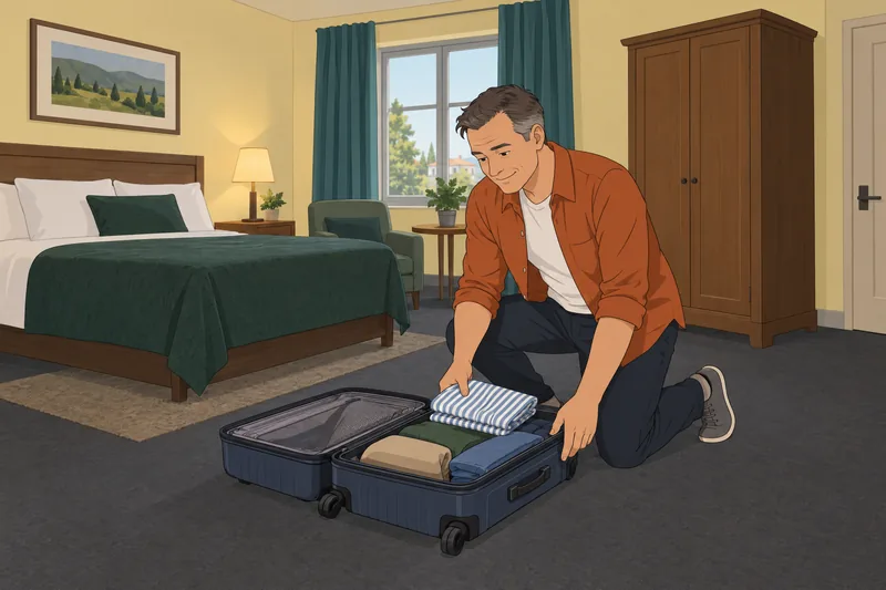 Travel Personality Quiz: A traveler packs a case.
