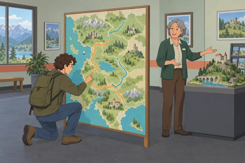 Travel Quiz follows a route clue indoors.