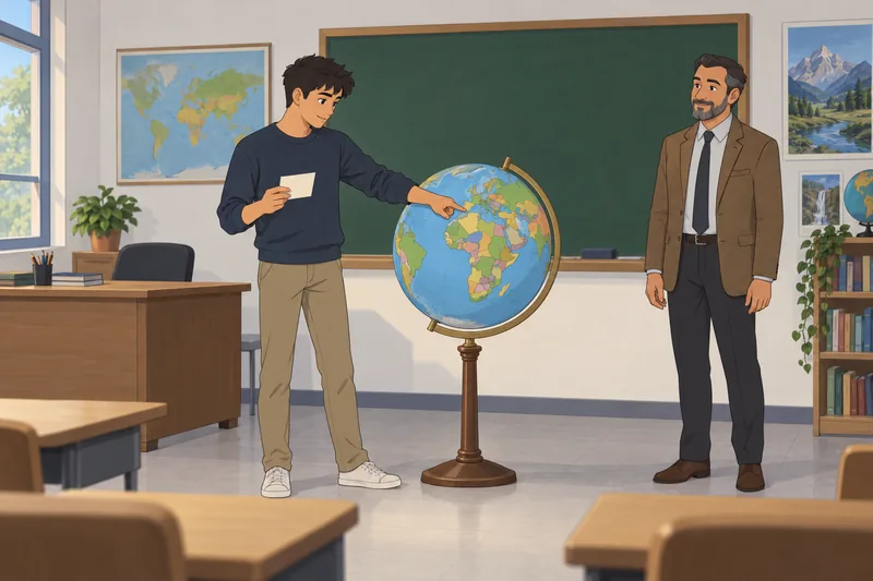 Travel Quiz shows a student identifying a globe.