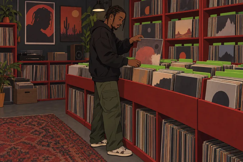 Travis Scott Quiz shows a record archivist.