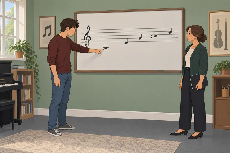 Treble Clef Quiz: learner reads a staff.