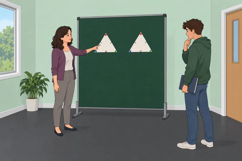 Triangle Congruence Quiz shows matching triangle models.