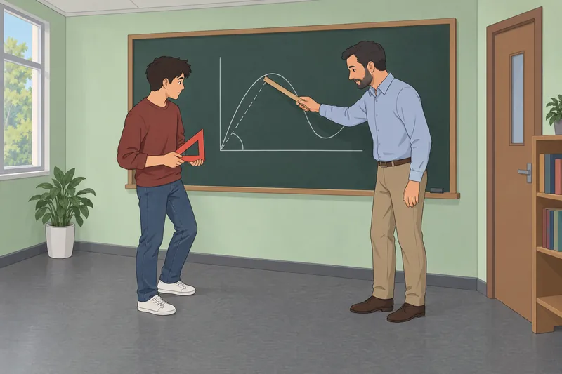 El cuestionario de trigonometría muestra ángulos en clase.