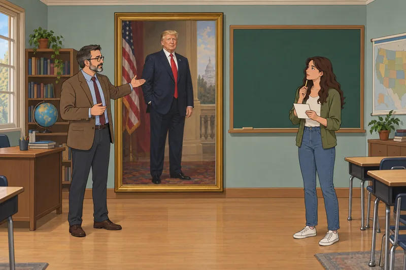 Trump Quiz appears in a civics classroom.