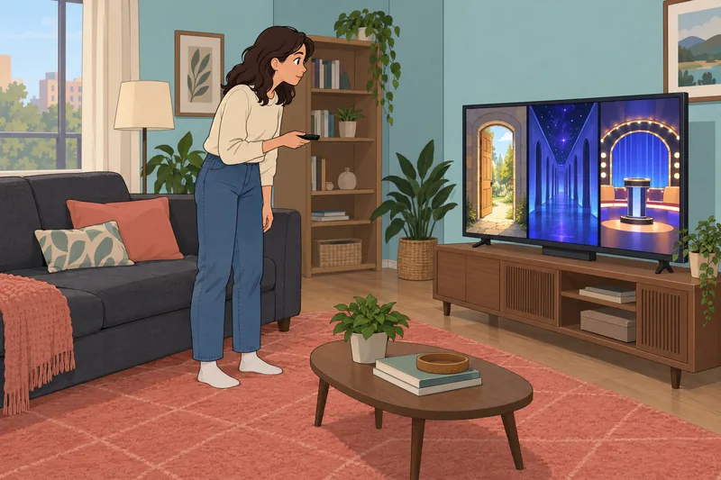 TV Show Quiz: viewer studies a television clue.