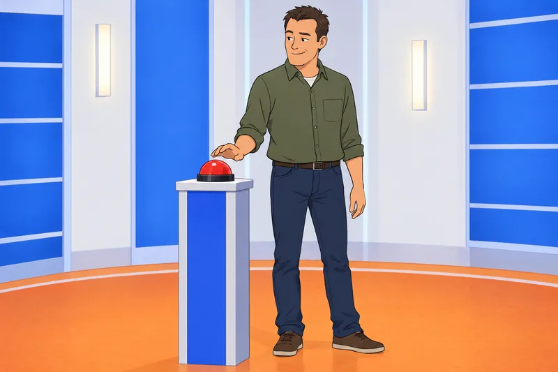 Quiz sobre series: concursante pulsa el botón.