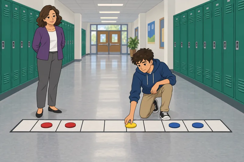 Two Step Equation guides a floor-marker sequence.