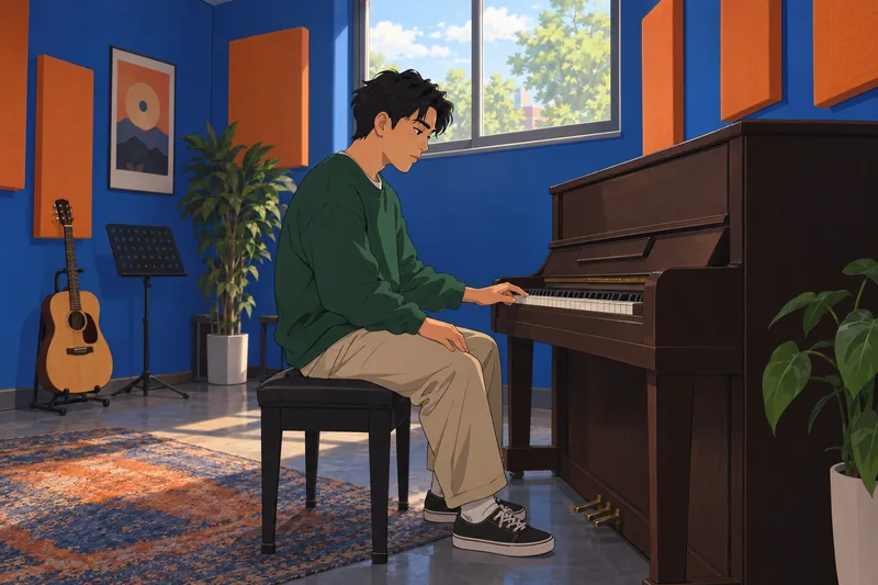 Tyler the Creator quiz happens beside a piano.