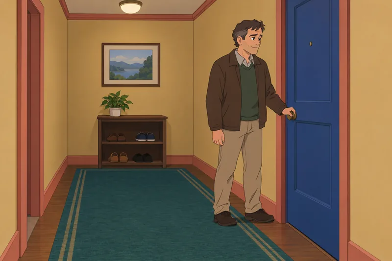 de personalidad tipo duda junto a una puerta.