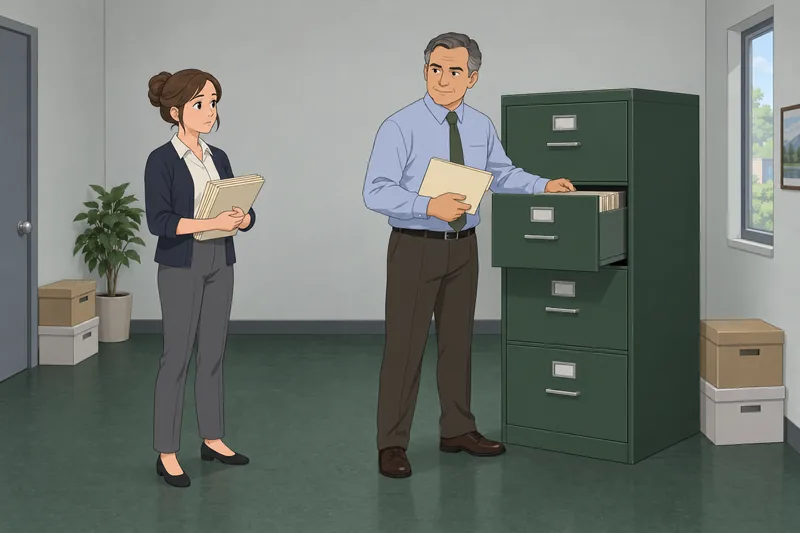 Handy Organizational Culture appears in a records room.