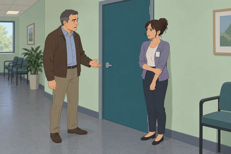 Shows Types of Aggressiveness in a guarded hallway.