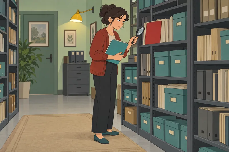 Conspiracy Mentality Types in a records room.