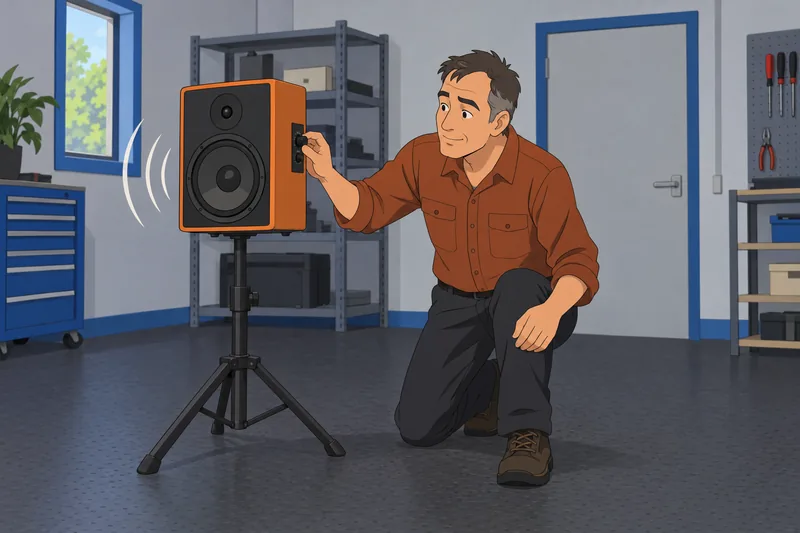 Types of Energy: technician listens beside a loudspeaker.