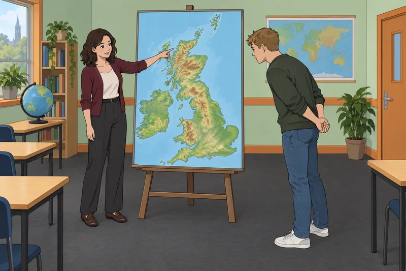 UK Cities Quiz in a geography classroom.