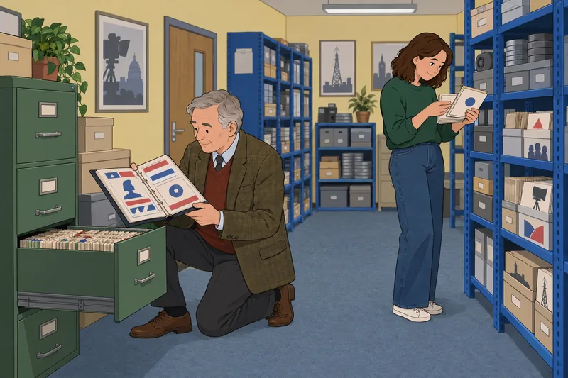 UK TV Quiz in a television archive room.